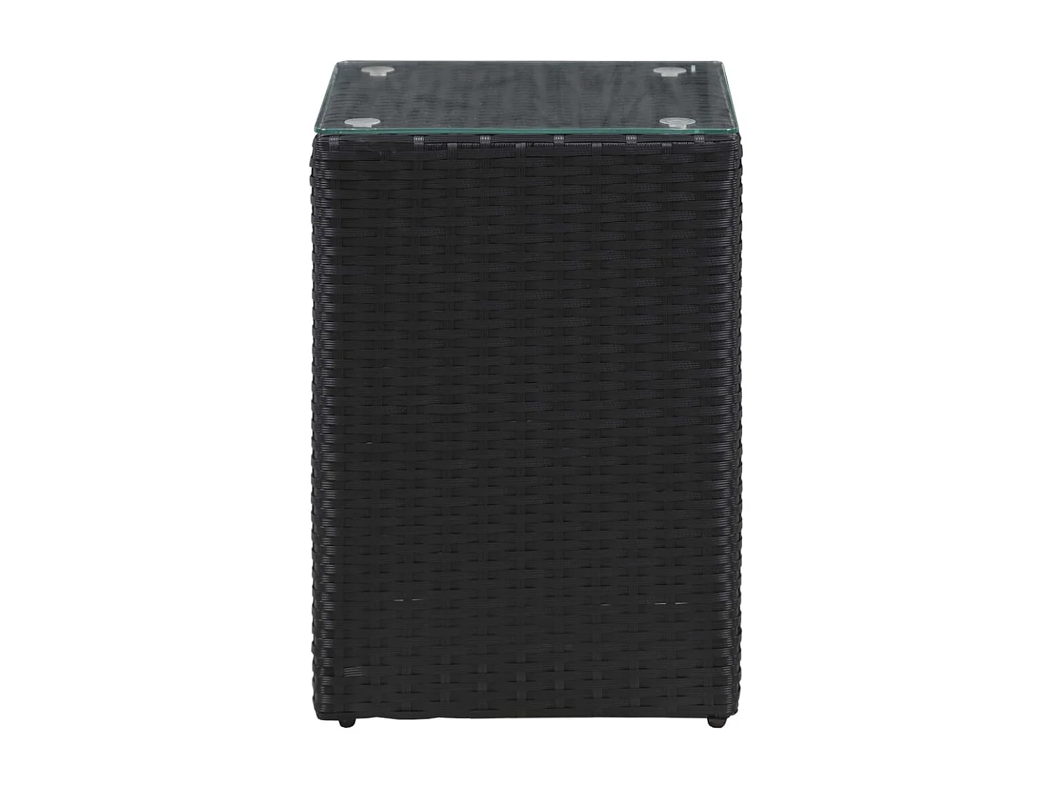 Mesas de apoio com tampo de vidro 3 pcs vime PE preto PT336357