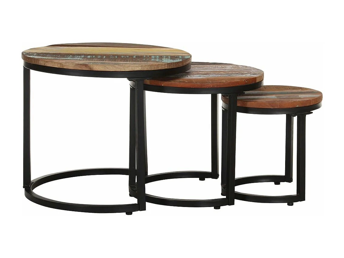 Tables basses 3 pcs Bois de récupération massif GHR52873