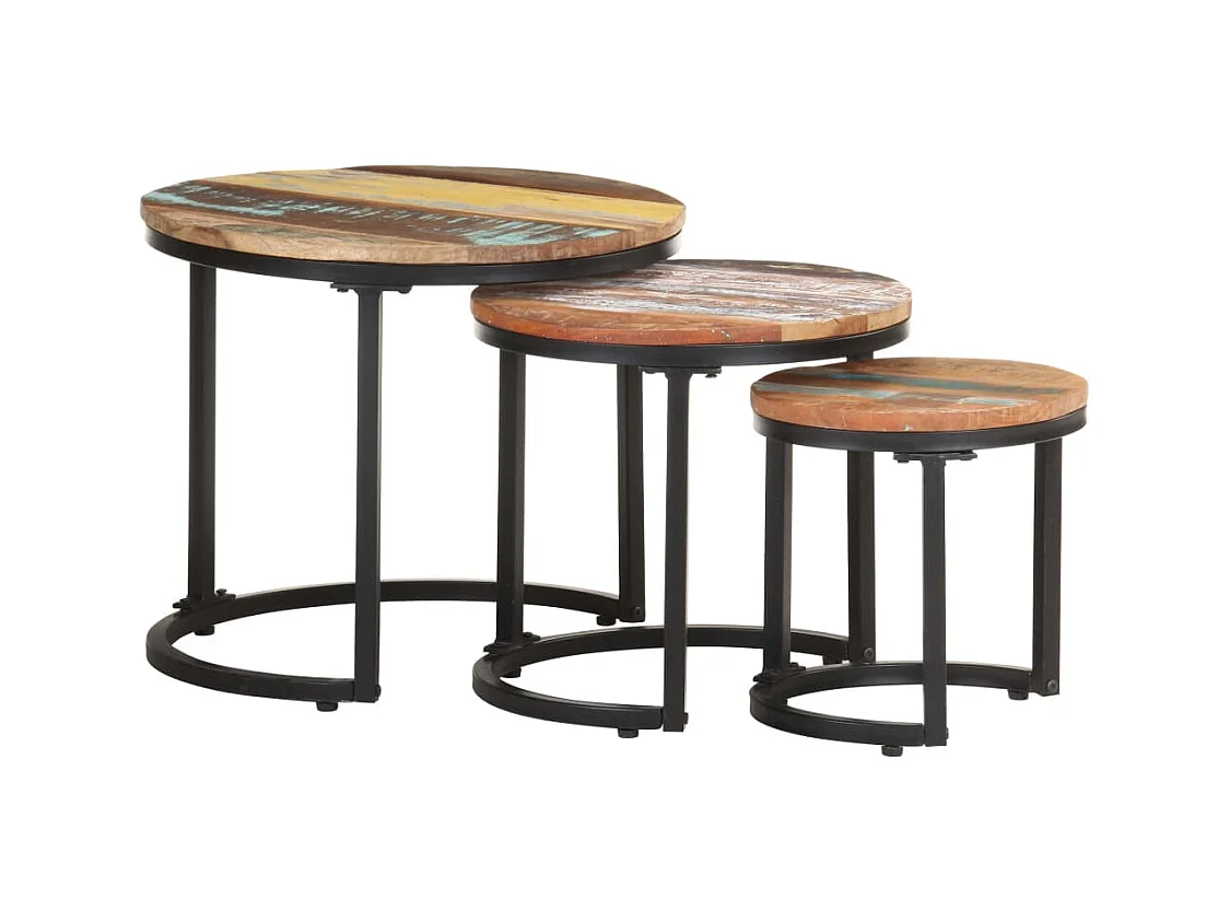 Tables basses 3 pcs Bois de récupération massif GHR52873
