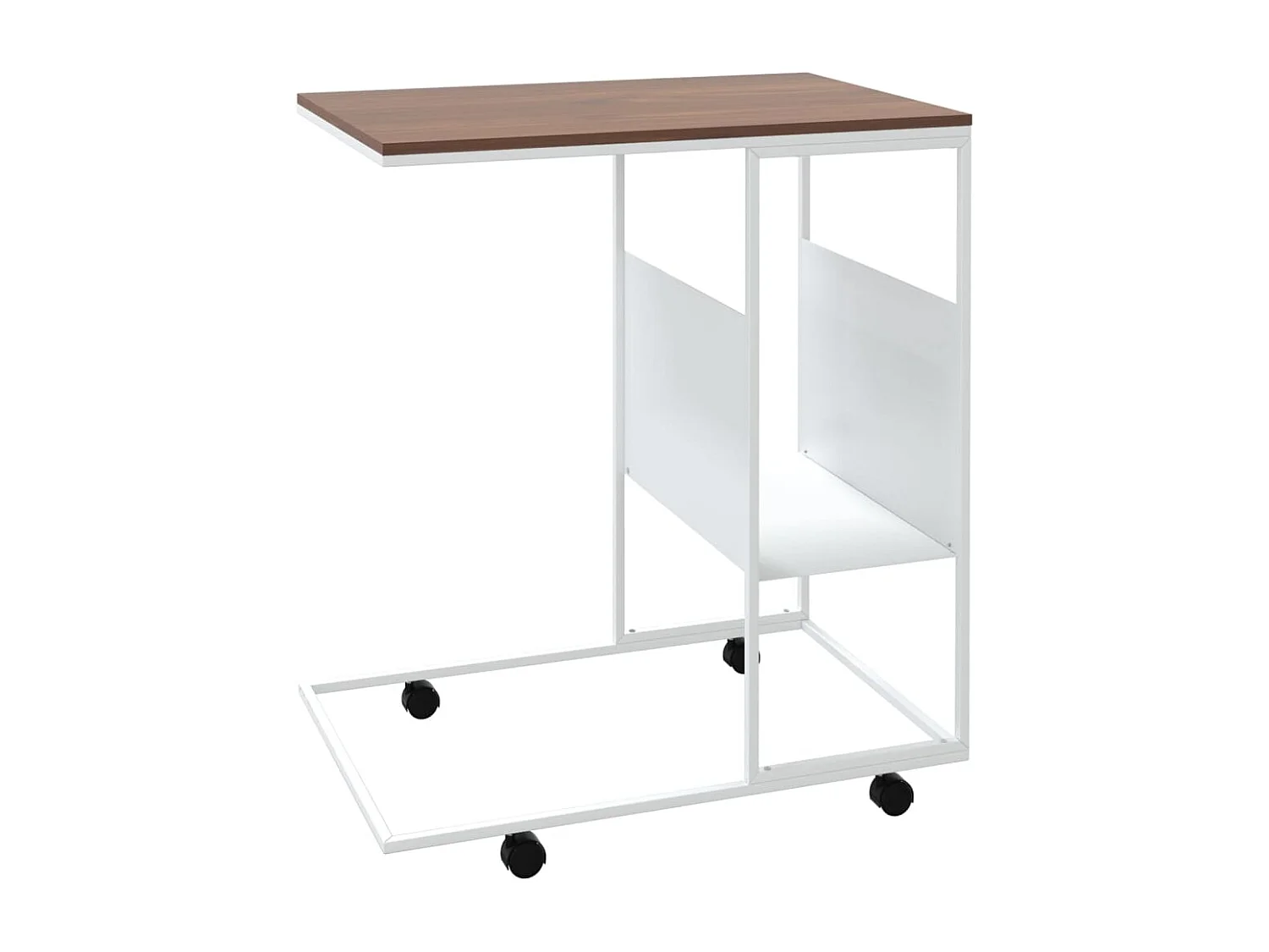 Mesa de centro c/ rodas 55x36x63,5cm derivados de madeira branco PT548454