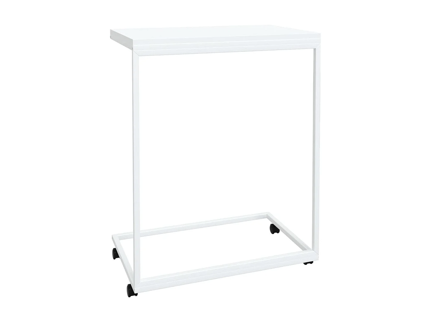 Table basse avec roues Blanc 55x35x70 cm Bois d'ingénierie GHR13922