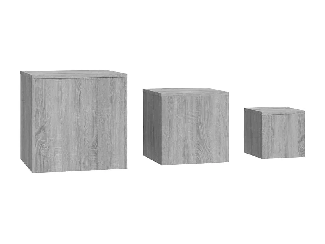 Tables basses 3 pcs Sonoma gris Bois d'ingénierie GHR31811