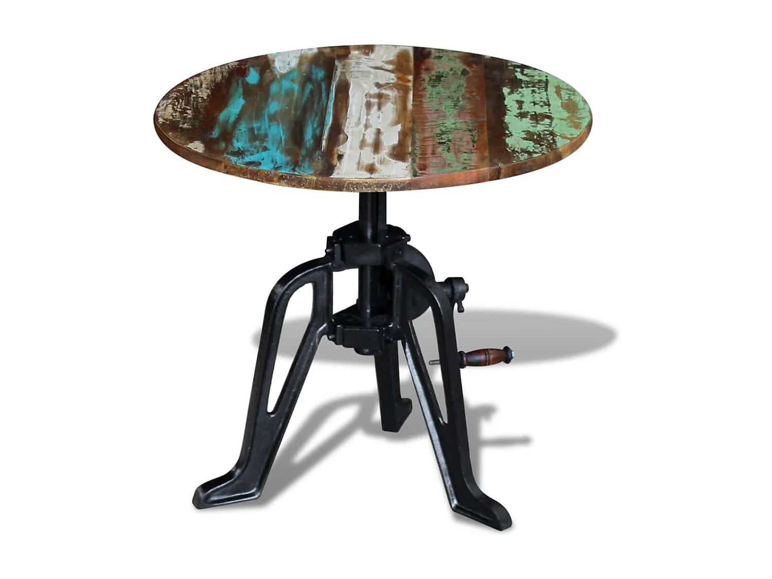 Mesa de centro madera reciclada y hierro fundido 60x(42-63) cm ES75240