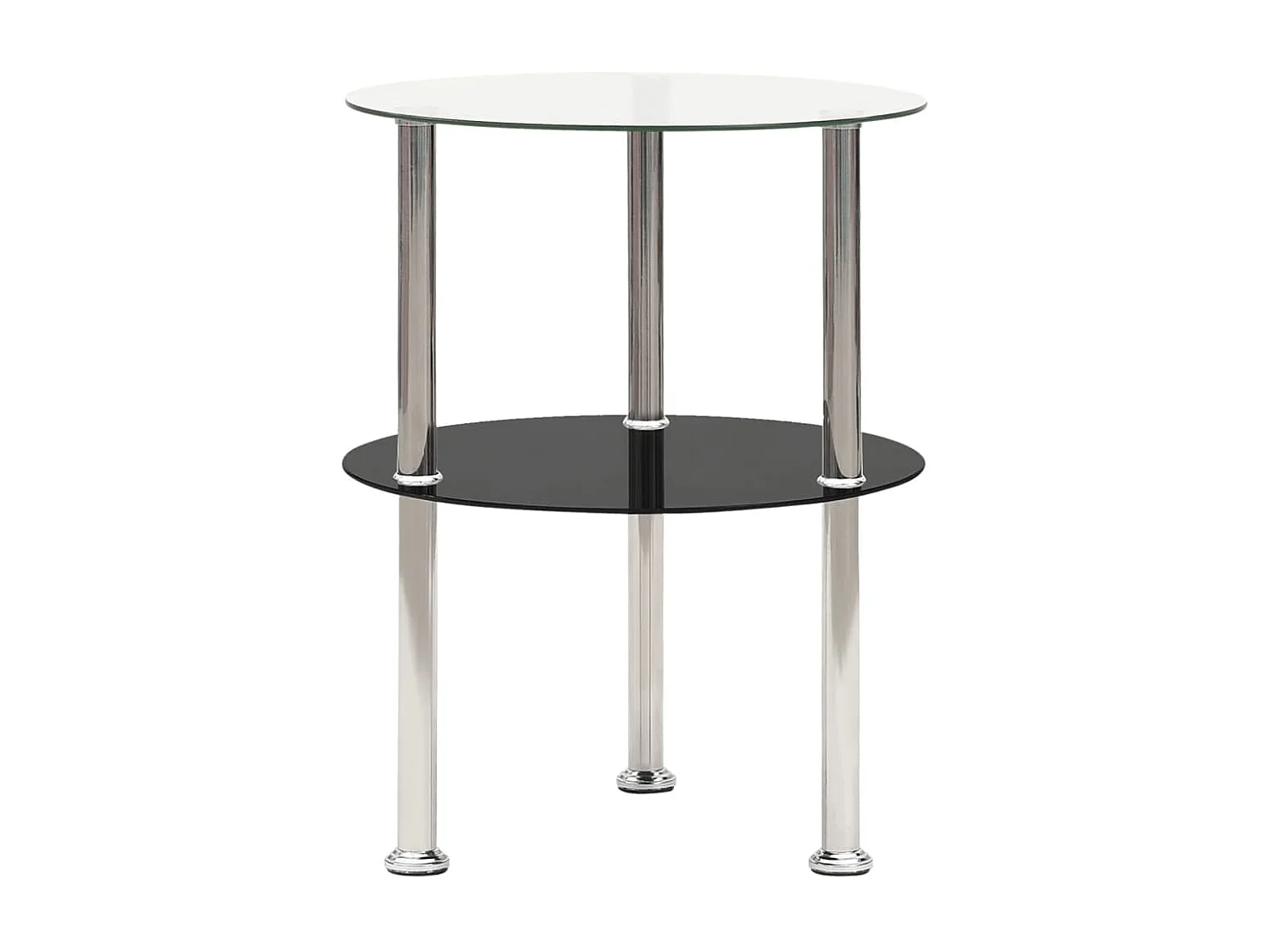 Bijzettafel 2-laags 38 cm gehard glas transparant en zwart NL81394
