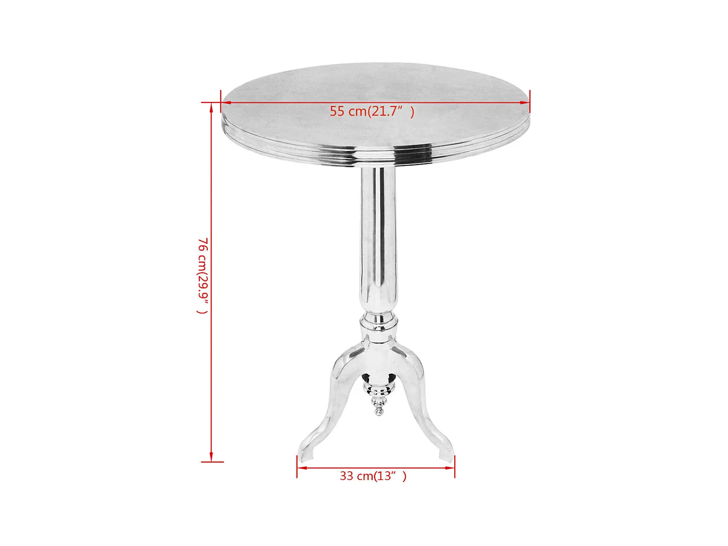 Mesa de centro redonda de aluminio plateada ES16573