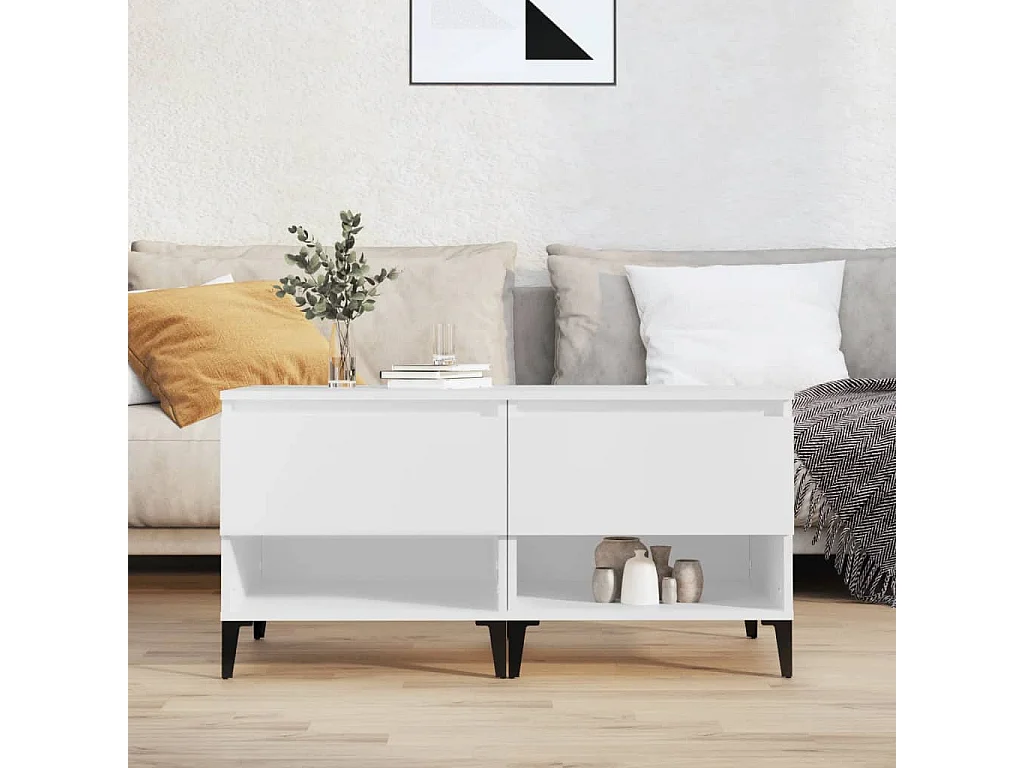 Mesitas de noche 2 uds madera contrachapada blanco 50x46x50 cm ES21907