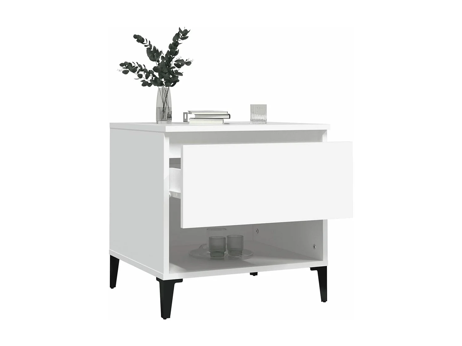 Mesitas de noche 2 uds madera contrachapada blanco 50x46x50 cm ES21907