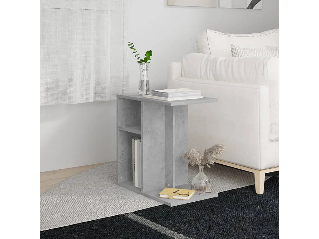 Mesa de centro de madera contrachapada gris hormigón 50x30x50 cm ES99976