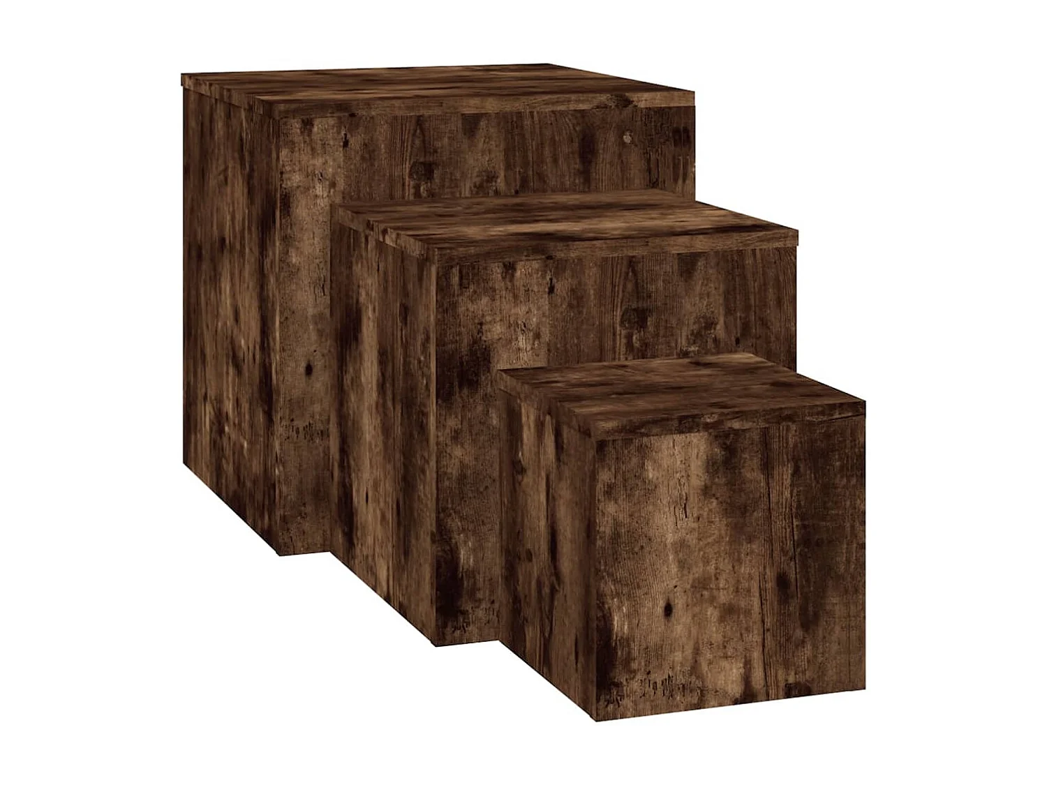 Tables basses 3 pcs Chêne fumé Bois d'ingénierie GHR79978