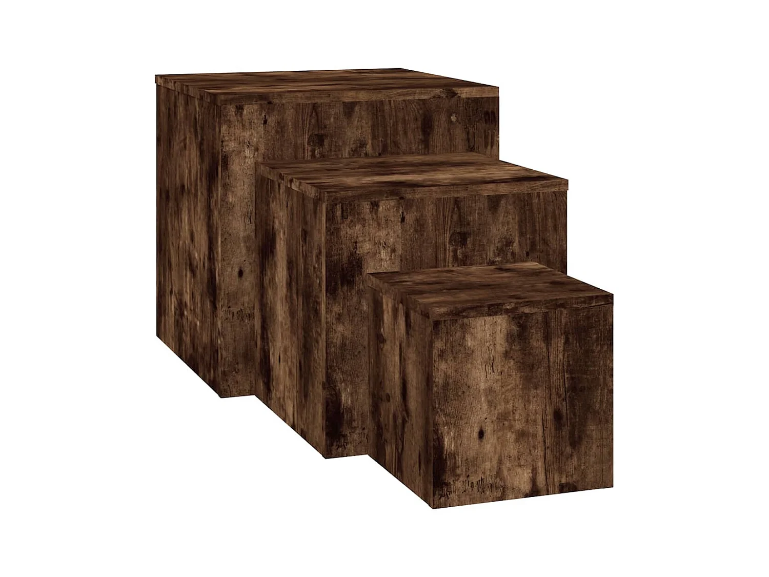 Tables basses 3 pcs Chêne fumé Bois d'ingénierie GHR79978