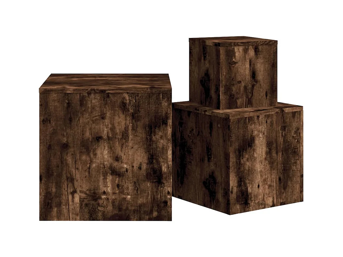 Tables basses 3 pcs Chêne fumé Bois d'ingénierie GHR79978