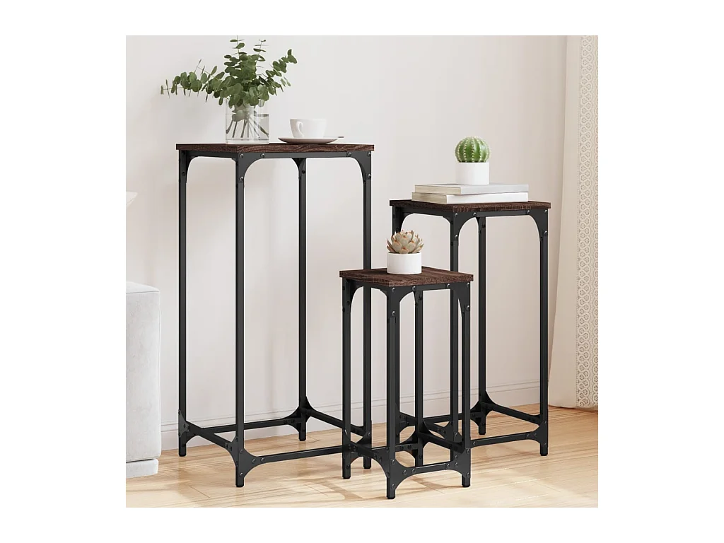 Tables gigognes 3 pcs chêne marron bois d'ingénierie GHR25094