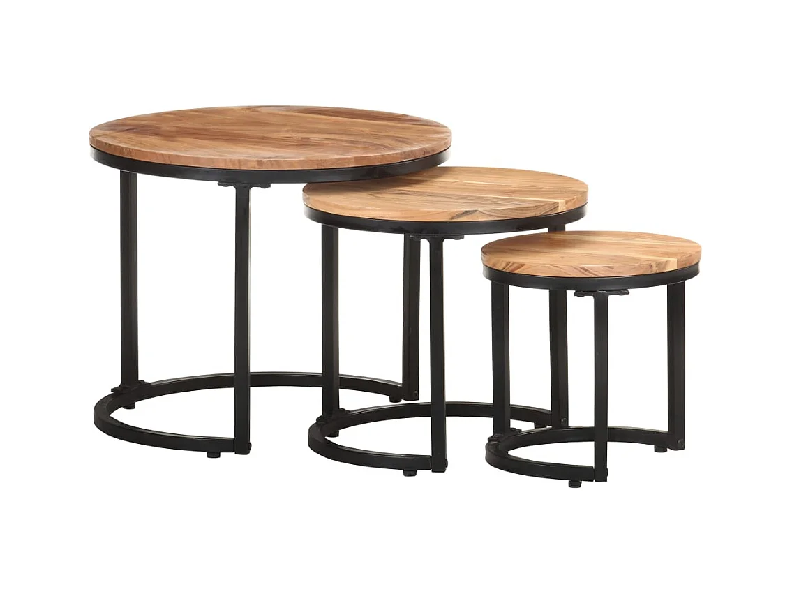 Tables basses 3 pcs Bois d'acacia solide GHR40087