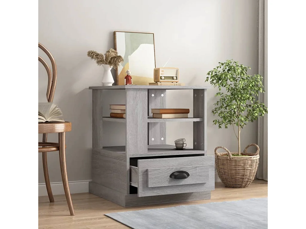 Table basse sonoma gris 50x50x60 cm bois d'ingénierie GHR57068