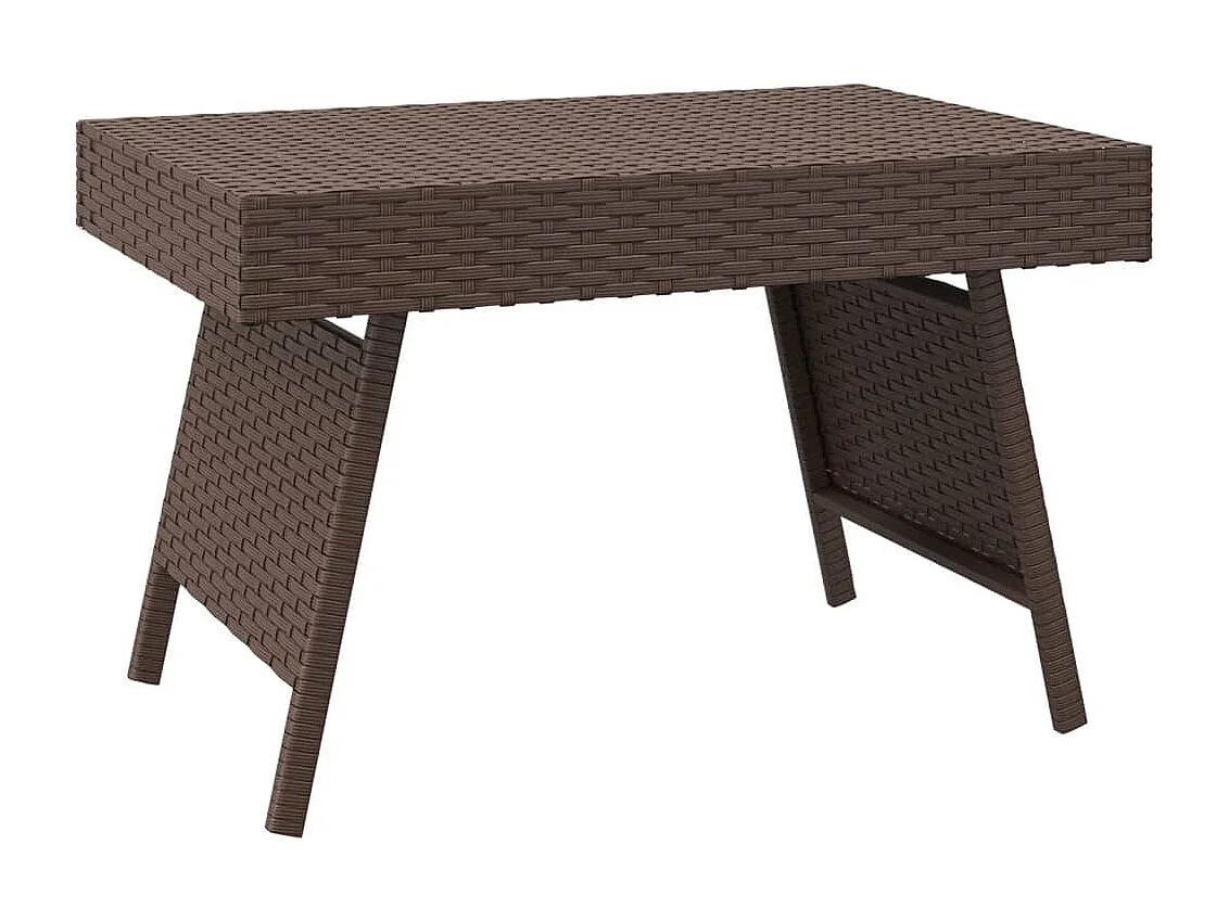 Table basse pliable marron 60x40x38 cm résine tressée GHR46319