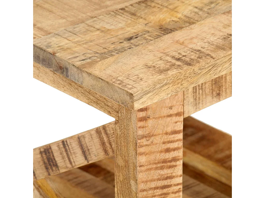 Mesa de centro con ruedas madera de mango rugosa 40x40x42 cm ES48342