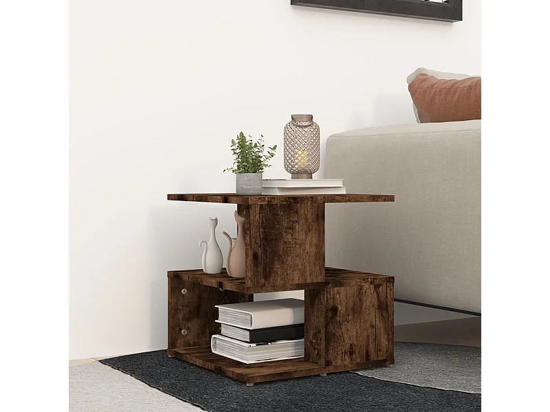 Salontafel 40x40x40 cm bewerkt hout gerookt eikenkleurig NL45757