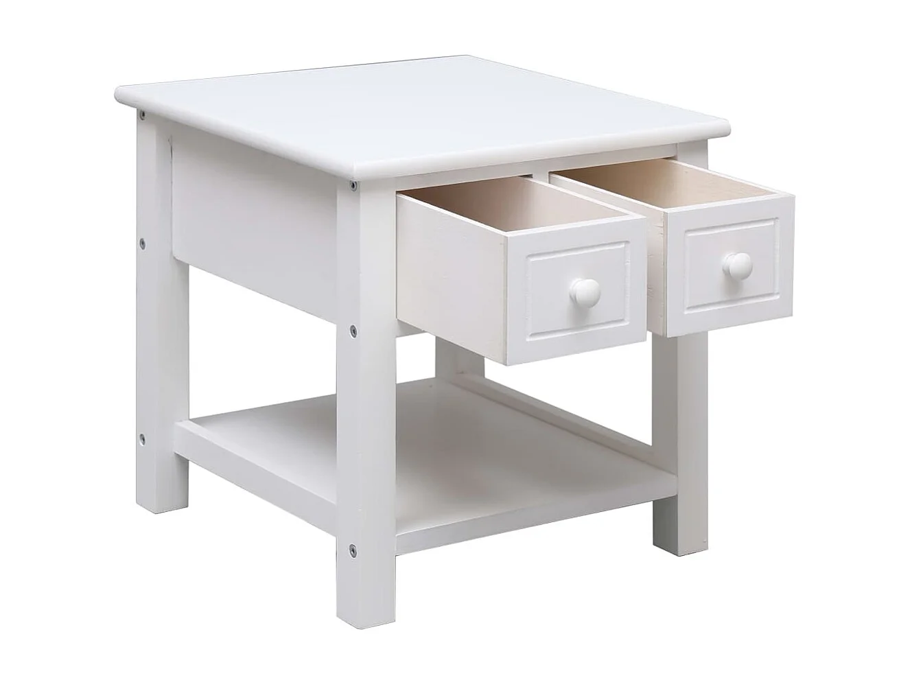 Bijzettafel 40x40x40 cm paulowniahout wit NL98031