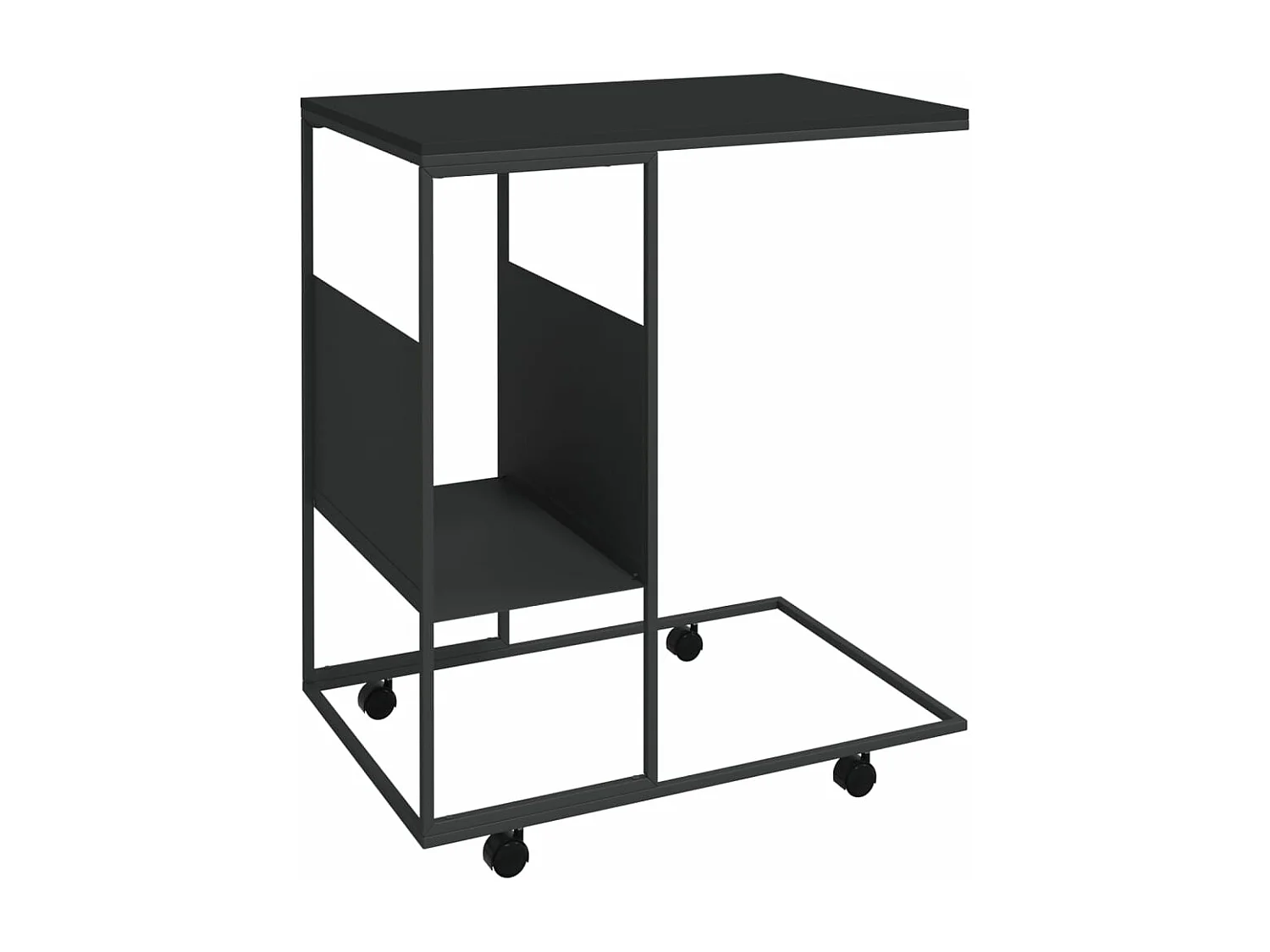 Table basse avec roues Noir 55x36x63,5 cm Bois d'ingénierie GHR86204