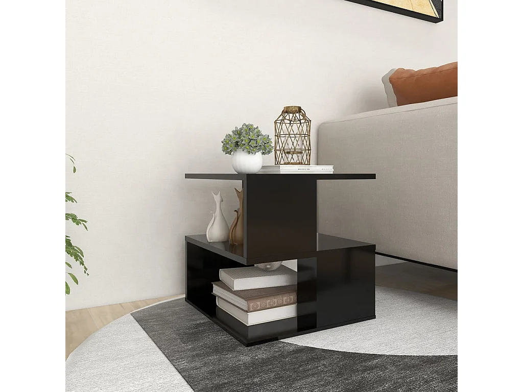 Mesa de centro de madera contrachapada negro 40x40x40 cm ES17821