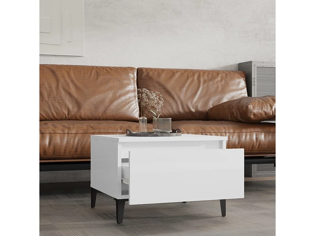 Mesa de centro 50x46x35 cm derivados de madeira branco brilhante PT119145