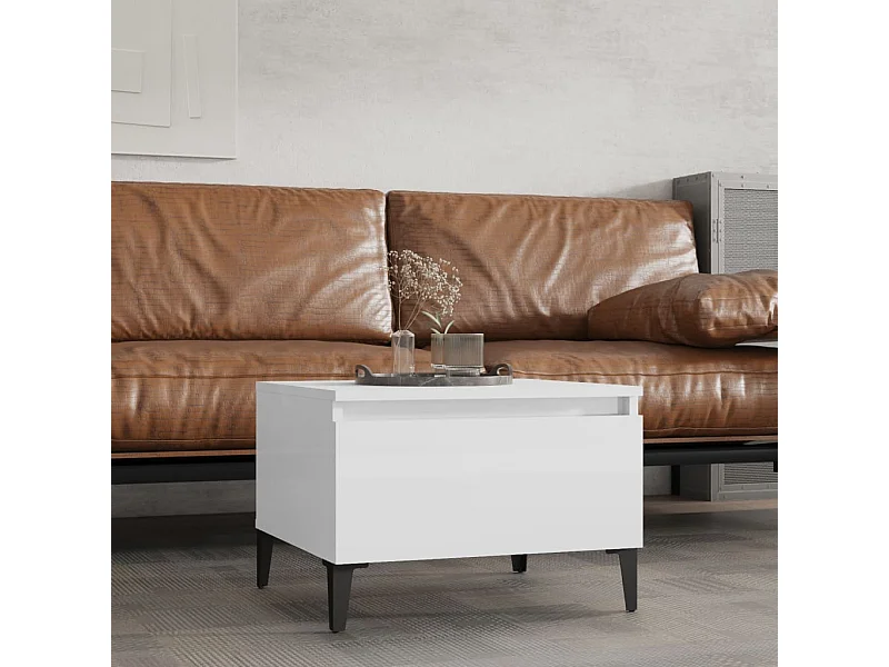 Table basse Blanc brillant 50x46x35 cm Bois d'ingénierie GHR17868