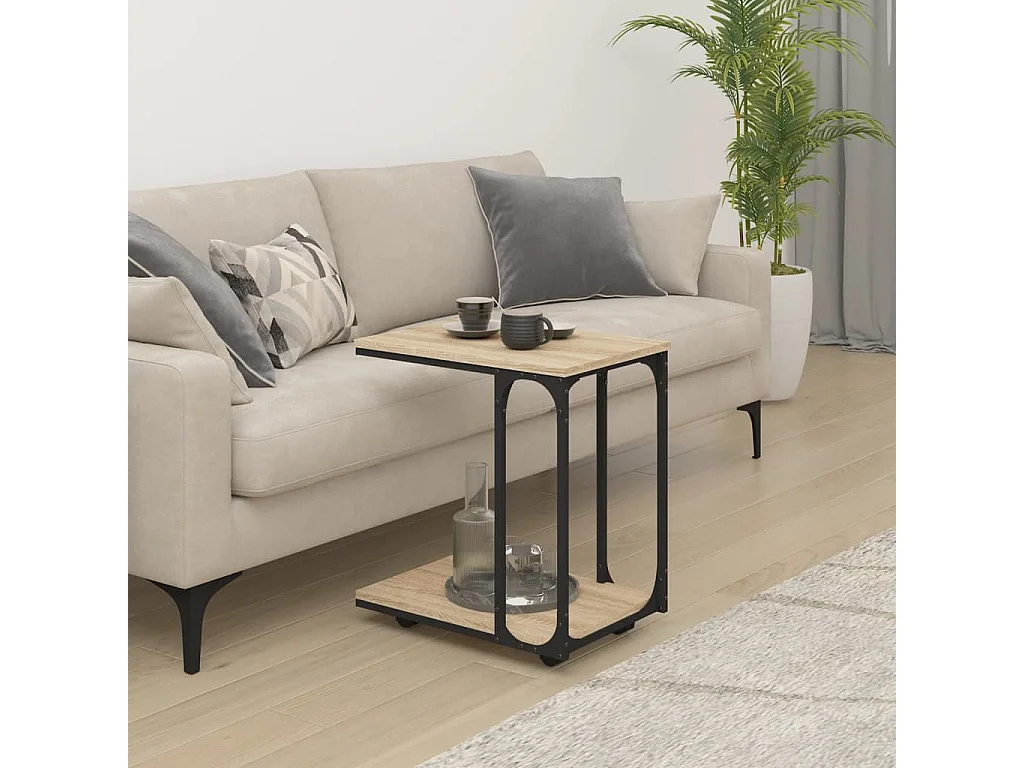 Table basse à roues Chêne sonoma 50x35x55,5 cm GHR73928