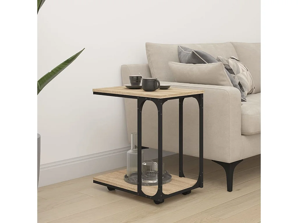 Table basse à roues Chêne sonoma 50x35x55,5 cm GHR73928