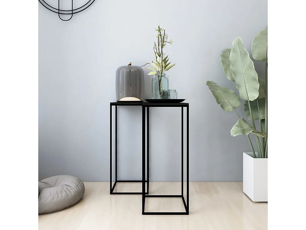 Tables basses 2 pcs Noir Acier GHR54431