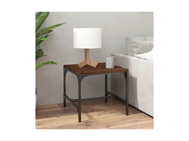 Mesa de centro de madera contrachapada roble marrón 40x40x35 cm ES23278