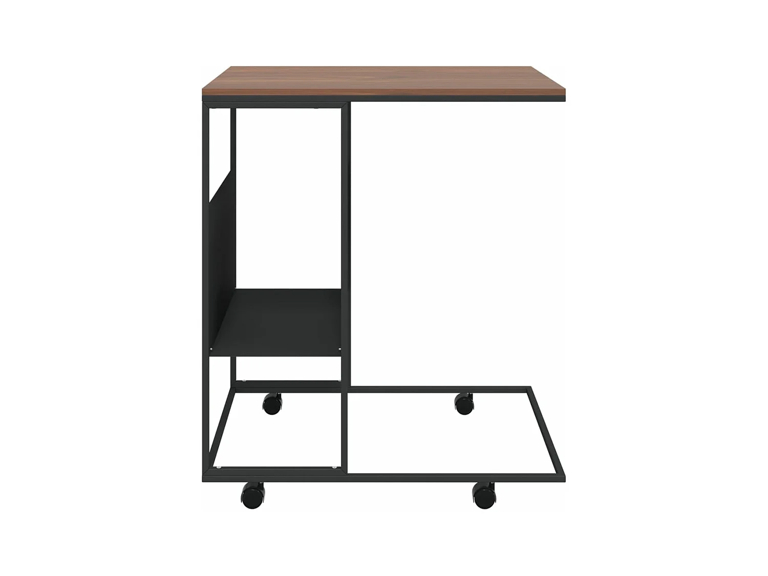 Mesa de centro con ruedas de contrachapado negro 55x36x63,5 cm ES85680