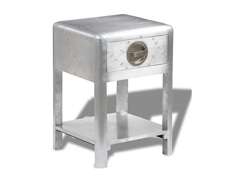 Mesita de estilo aviador con 1 cajón vintage ES42746