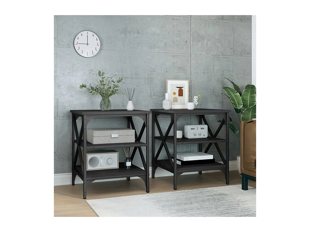 Tables basses 2 pcs Noir 40x42x50 cm Bois d’ingénierie GHR73105