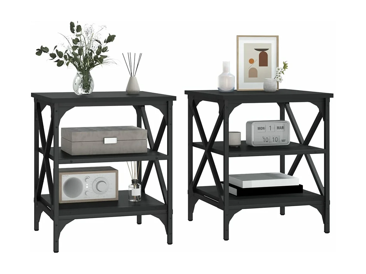 Mesas de centro 2 uds madera contrachapada negro 40x42x50 cm ES58397