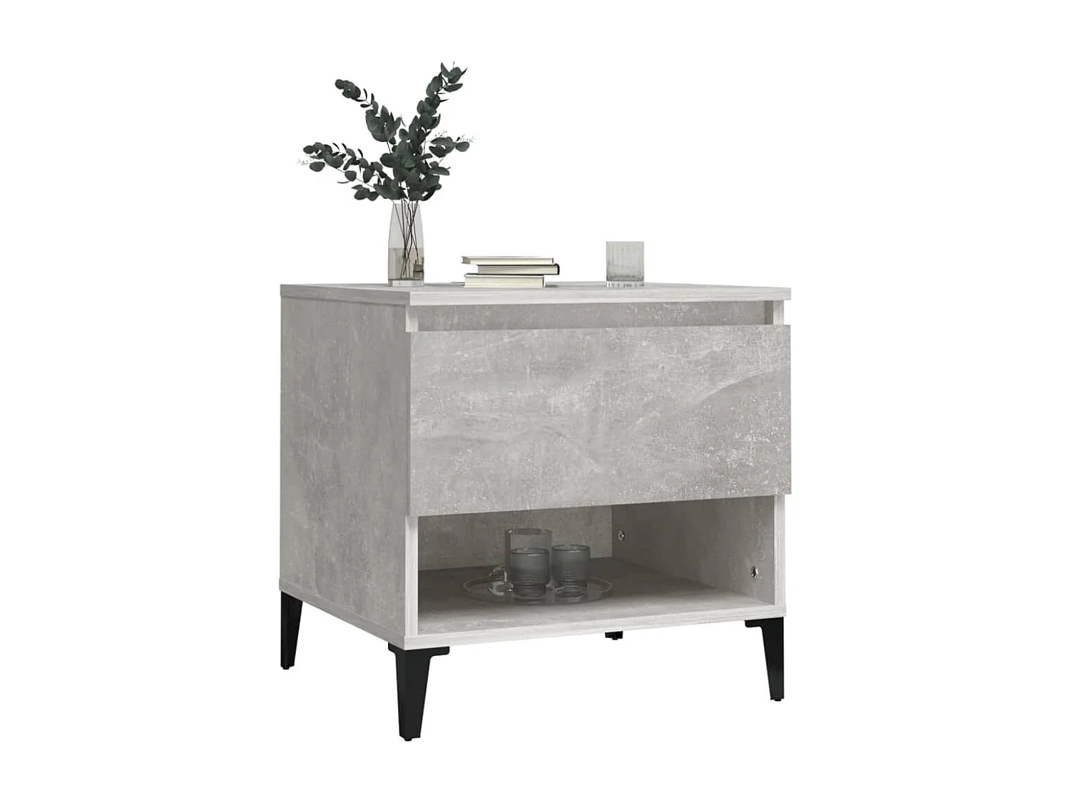 Mesa de centro de madera contrachapada gris hormigón 50x46x50 cm ES37993