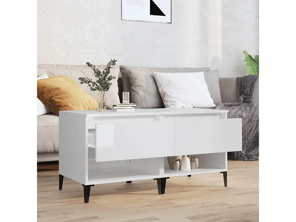 Mesas de apoio 2 pcs 50x46x50cm deriv. madeira branco brilhante PT224601