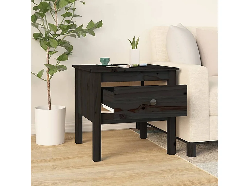 Tables basses 2 pcs Noir 50x50x49 cm Bois massif de pin GHR93526