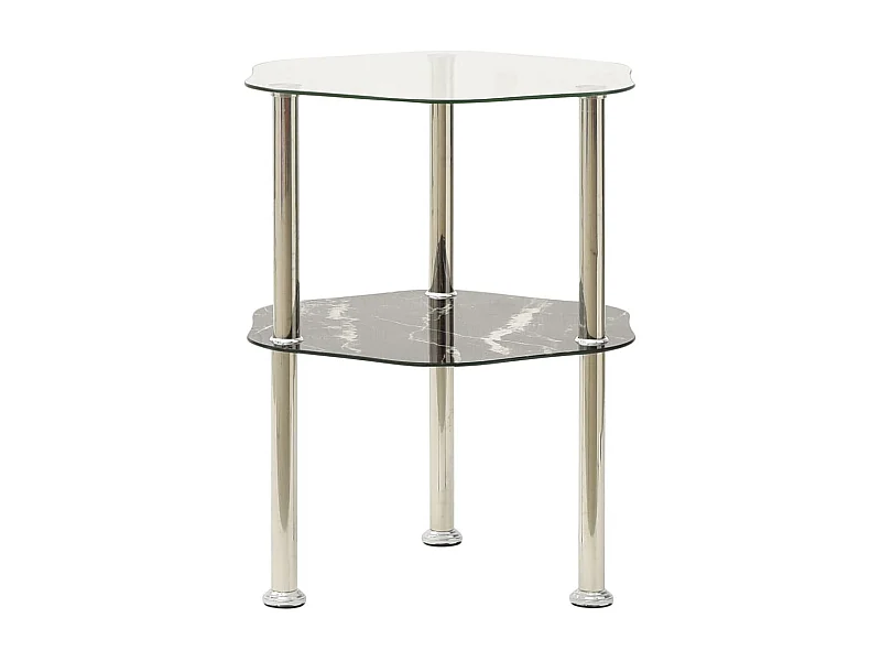 Mesa de centro 2 niveles vidrio transparente y negro 38x38x50 cm ES73971