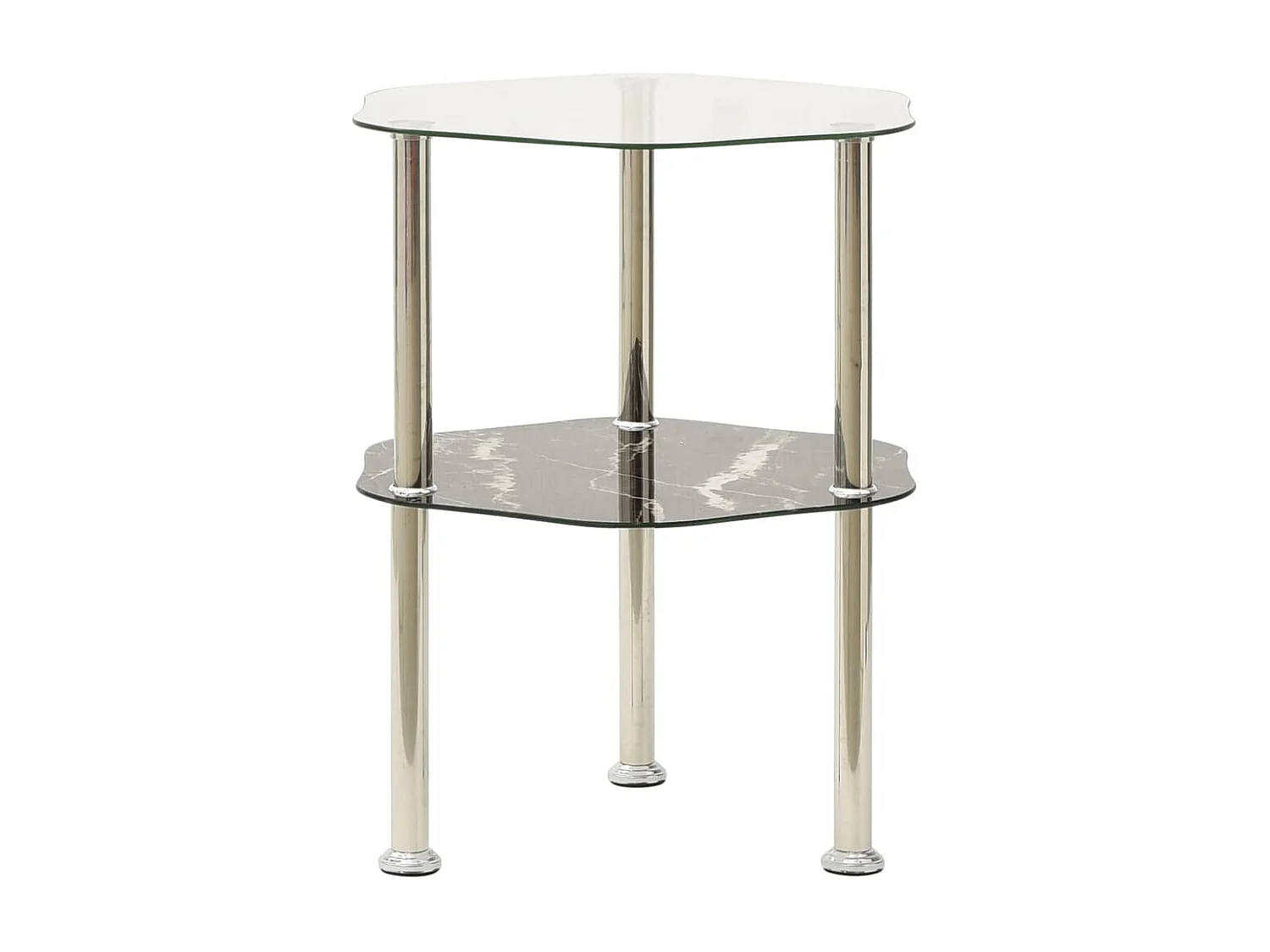 Mesa centro 2 prateleiras 38x38x50cm vidro temp. transp./preto PT820949