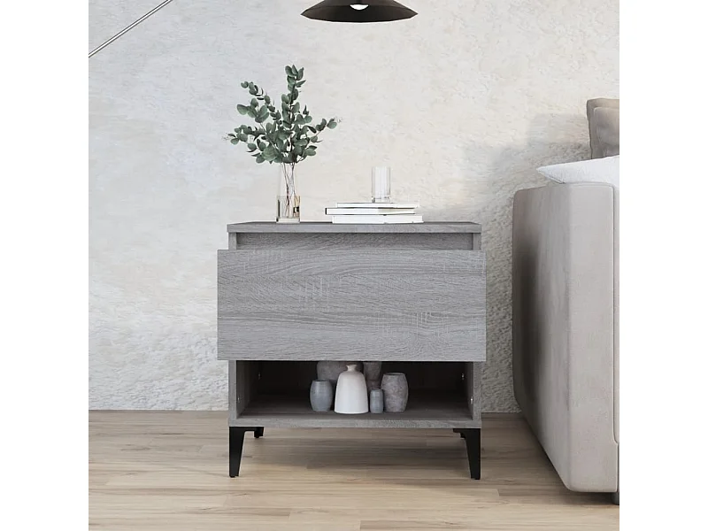 Bijzettafel 50x46x50 cm bewerkt hout grijs sonoma eikenkleur NL26602