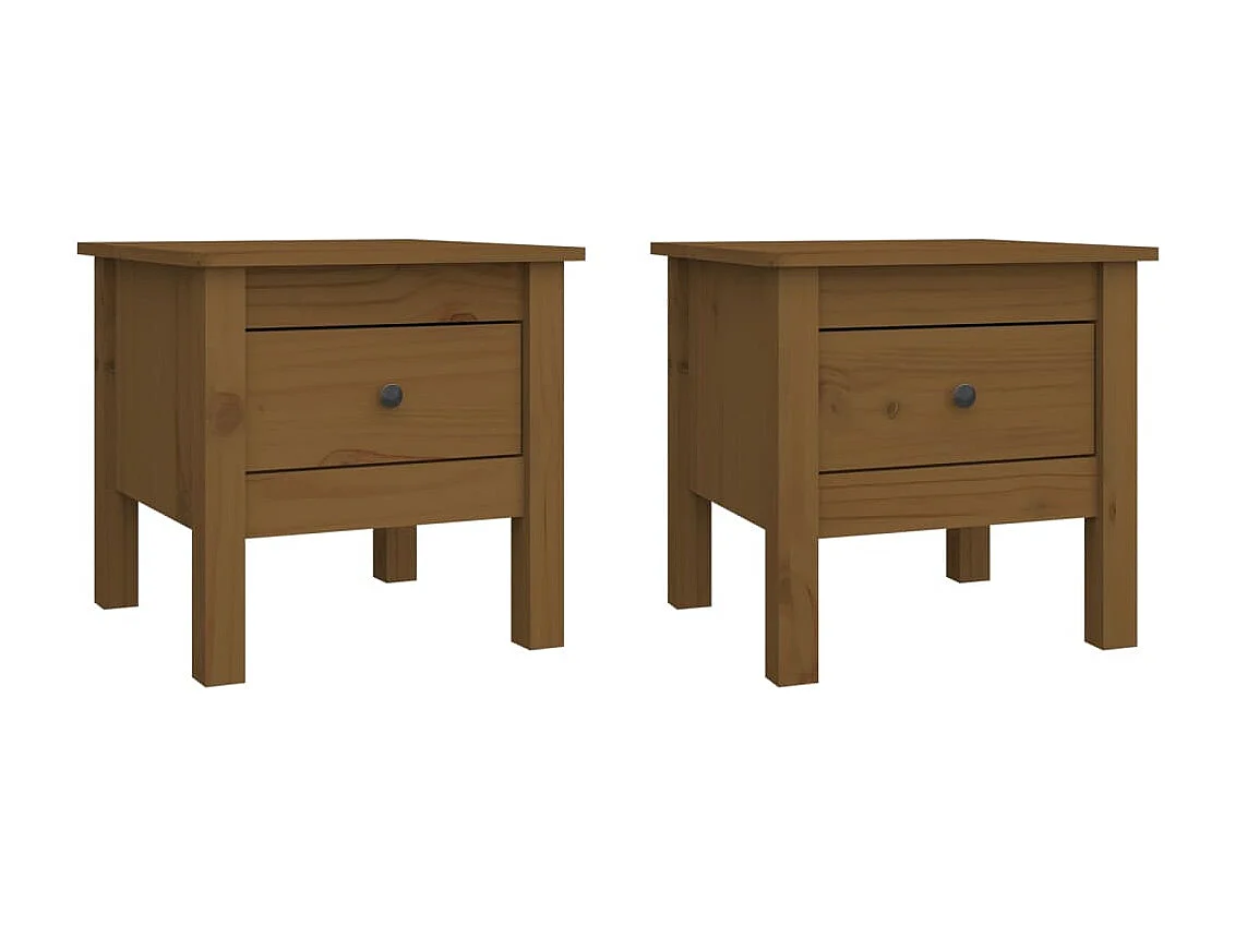 Tables basses 2pcs Marron miel 40x40x39cm Bois massif de pin GHR56157
