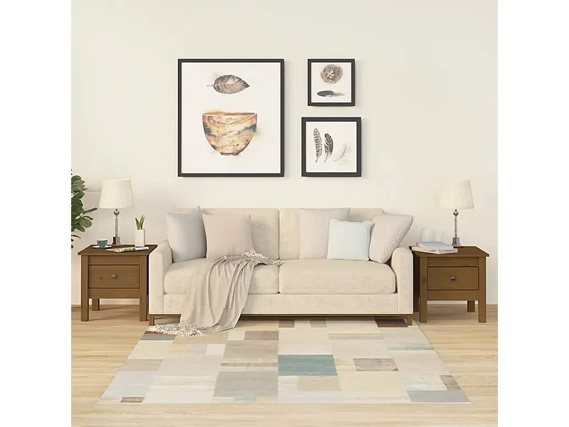 Mesa de centro 2 uds madera maciza pino marrón miel 40x40x39 cm ES53843