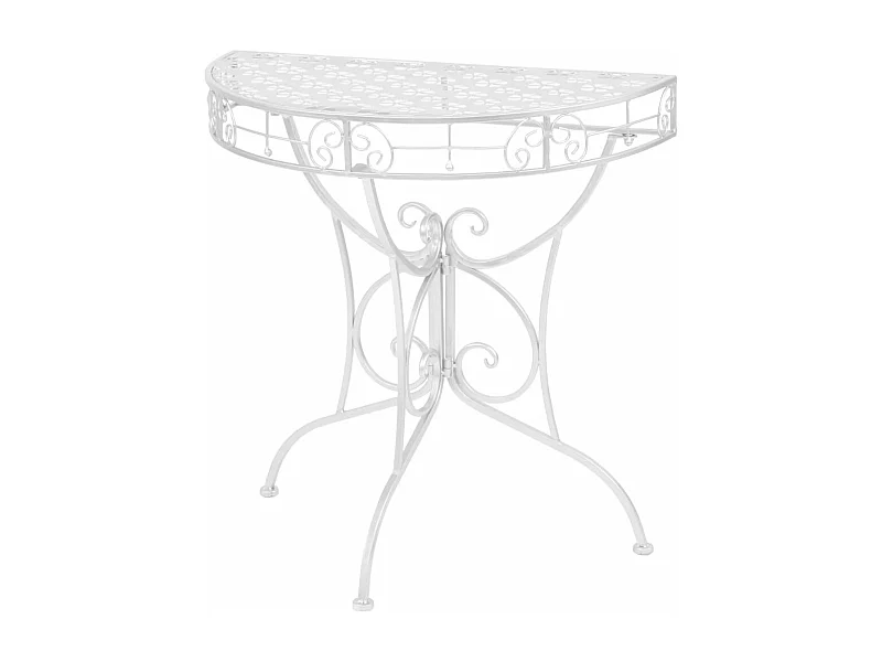 Mesa de centro vintage semicircular metal 72x36x74 cm prateado PT301634