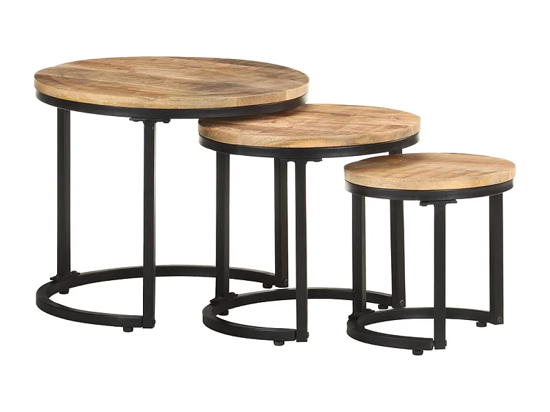 Tables basses 3 pcs Bois de manguier brut GHR54120