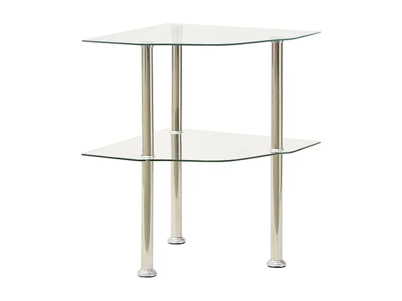 Mesa centro duas prateleiras 38x38x50cm vidro temp. transparente PT478845