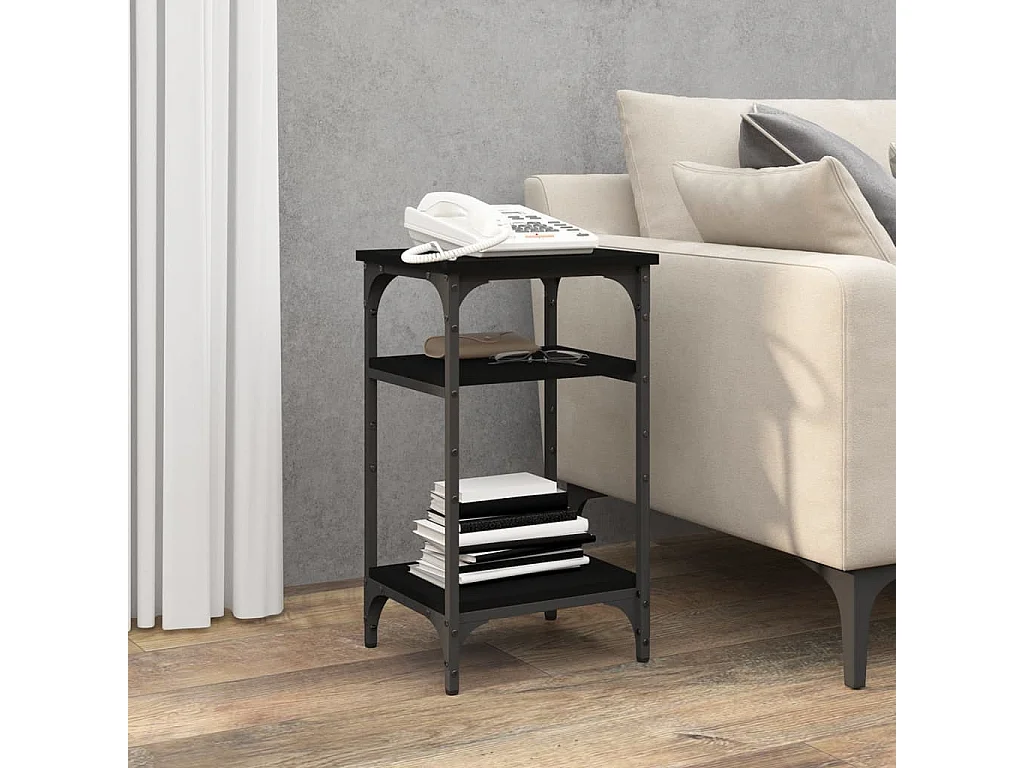 Bijzettafel 35x30x60 cm bewerkt hout zwart NL73444