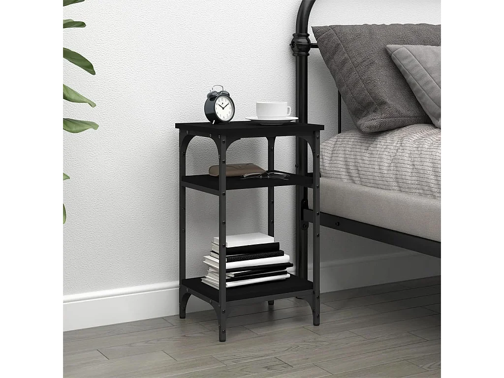 Bijzettafel 35x30x60 cm bewerkt hout zwart NL73444