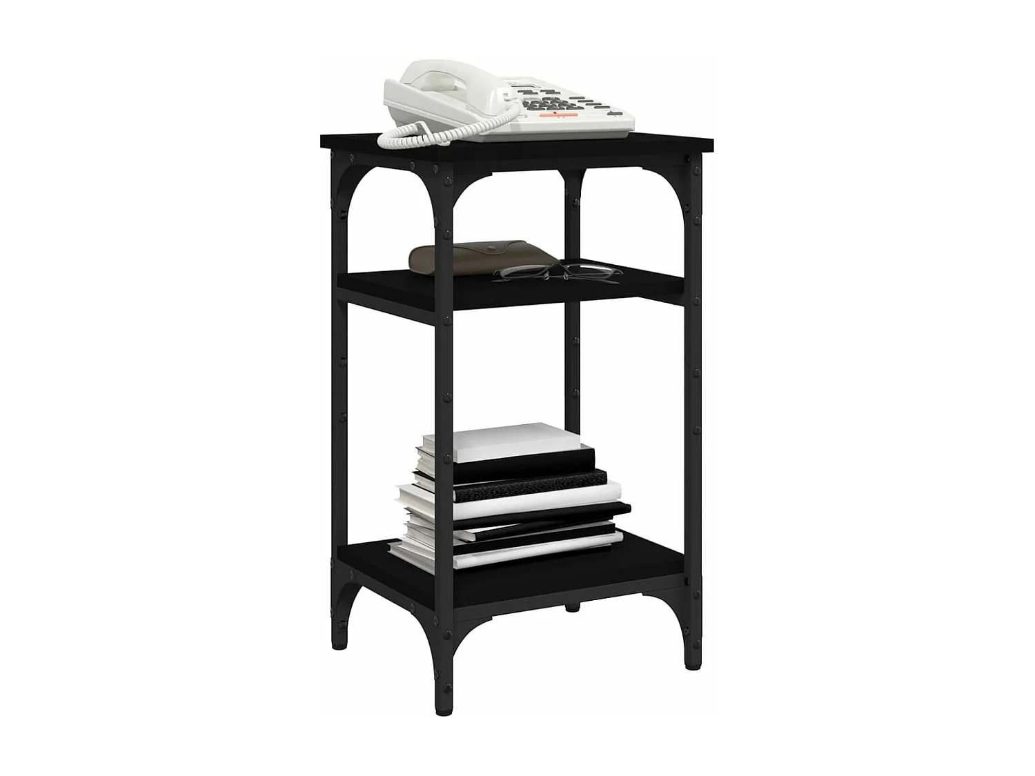 Bijzettafel 35x30x60 cm bewerkt hout zwart NL73444