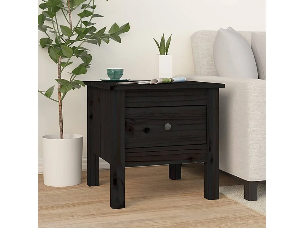Tables basses 2 pcs Noir 40x40x39 cm Bois massif de pin GHR47107