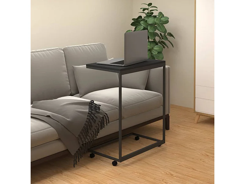 Table basse avec roues Noir 55x35x70 cm Bois d'ingénierie GHR77702